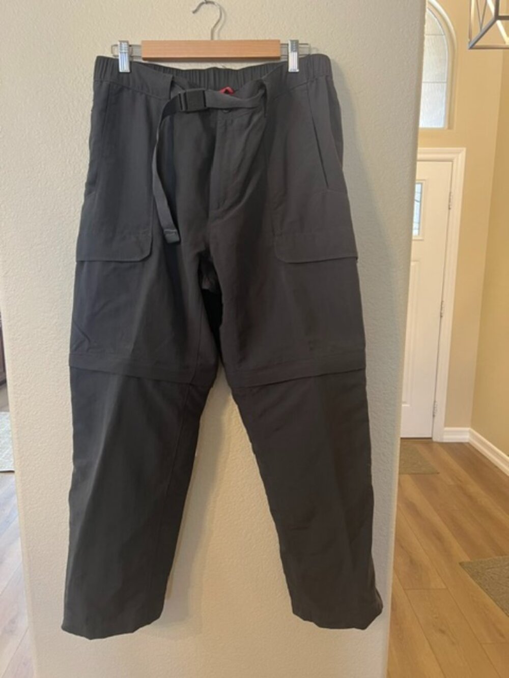 The North Face Men's Gray Convertible Belted Hiking Pants - Size Large